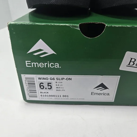 Emerica Wino G6 Slip-on Black Slip-On Sneakers Men's Size 6.5 Women's Size 8 - Picture 12 of 13